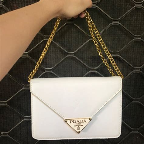 prada white sling bag